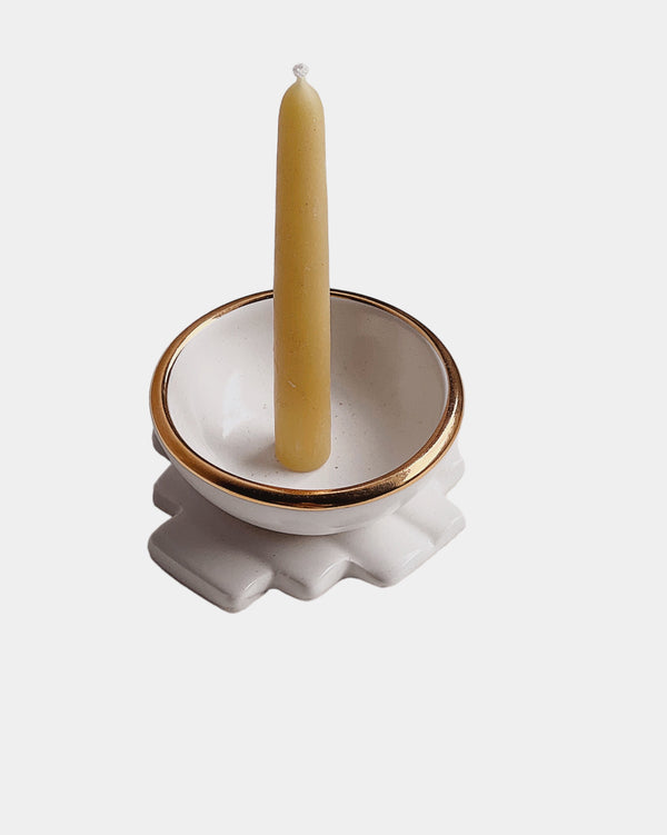 Candleholder in Gloss White + Gold