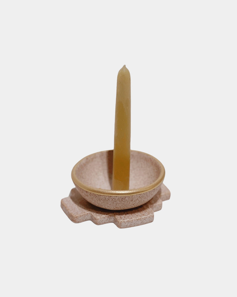 Candleholder in Oat + Gold